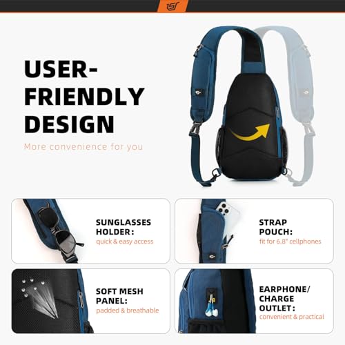 SKYSPER Sling Bag RFID Crossbody Sling Backpack Cross Body Shoulder Bag Travel Hiking Daypack for Women Men(Blue) - color: Blue