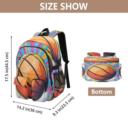 Bolaz Pattern Of A Basketball Travel Backpack 14 Inch Laptop Computer Bag Sturdy School Bag College Bookbag