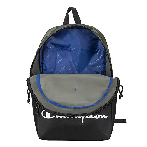 Champion Manuscript Backpack with Padded Adjustable Straps, Water Bottle Pocket for Work, Travel, Daily Use - color: Green Grid Camo