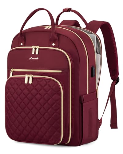 LOVEVOOK Laptop Backpack for Women with Laptop Compartment, Water Resistant Travel Work Backpacks Purse Stylish College Business Teacher Nurse Computer Bag, Fits 15.6" Laptop - color: Wine, size: 15.6-Inch(separate laptop compartment)