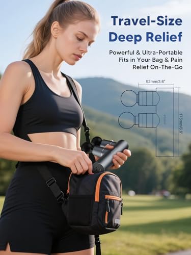 arboleaf Massage Gun Deep Tissue with Double Heads, Full-Metal Electric Portable Handheld Massager for Back, Shoulder, Sore Muscles, Pain Relief, 5 Modes, Seamless Speed Control - color: Darkgray
