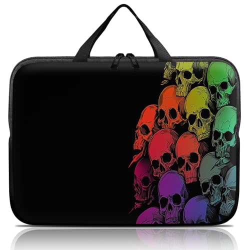 14 15 15.4 15.6 inch Laptop Handle Bag Computer Bag, Pouch Holder Notebook Sleeve Cover Soft Case Compatible for Dell,Lenovo,Toshiba HP, Asus Notebook-Colorful Skulls - color: Colorful Skulls