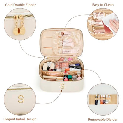 Gifts for Women Travel Makeup Bag Personalized Cosmetic Bag Portable Large Capacity Toiletry Bag(Beige-S) - color: Beige, style: S
