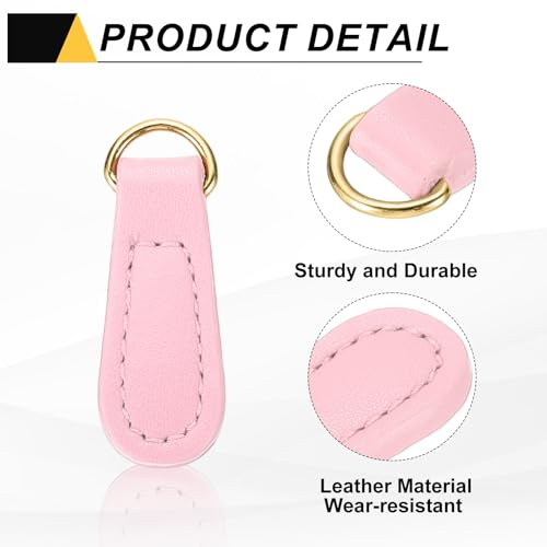 uxcell 6pcs Zipper Pull, 1.57 Inch Leather Zip Puller Zipper Replacement Repair Kit Head Handle for Luggage Clothing Jackets Backpacks Boots, Light Pink - color: Light Pink