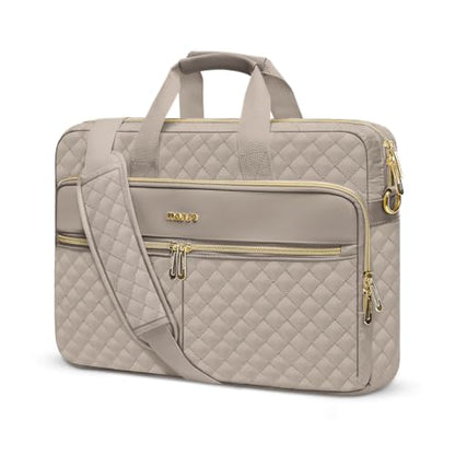 MOSISO 13-14 inch Laptop Bag, Laptop Briefcase Messenger Compatible with MacBook Neo 13 inch/Air 13.6/13 /Pro 13/14, Square Quilted Computer Bag Work Office Business with 3 Pockets&Strap, Taupe Brown - color: Taupe Brown, size: 13.3 inch