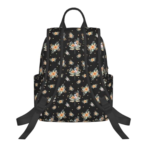 Anti Scratch Polyester Backpack Magical Dragonfly Flower, Smooth Surface Multipurpose Travel Pack for All Weather Daily Use Unisex - color: Picture (374)