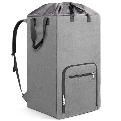 Bukere Laundry Backpack for College Students Dorm Essentials, Extra Large 90L Hanging Bag with Adjustable Shoulder Straps, Portable Laundry Tote for Apartment, Laundromat, Travel - color: Lightgrey