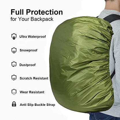 Waterproof Backpack Rain Cover with Anti Slip Buckle Strap for Camping, Hiking, Traveling, Hunting, Biking, 15-80L - color: Green, size: 50L - 60L