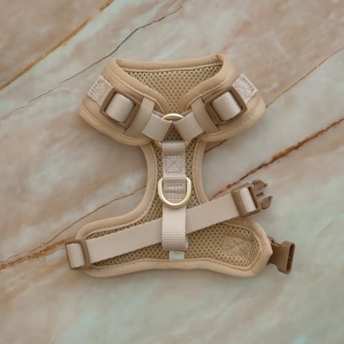 Premium No-Pull Dog Harness Soft Neoprene & Breathable Mesh Vest with Front & Back Clip D-Rings Adjustable Lightweight Walking Harness for Puppies, Small & Medium Dogs (Beige, S) - color: Beige, size: S: Neck=13.8-17.3''/Chest=16.1-21.3''