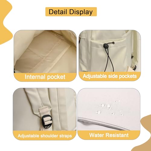 Backpack for Women College Cute Aesthetic Laptop Backpack Men Teacher Work Lightweight Casual Daypack Backpacks Anti theft Computer Gym Backpacks with Laptop Compartment White