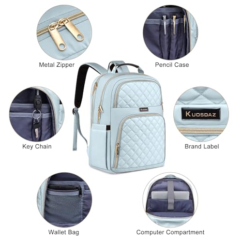 Backpack Women, Stylish Ladies Backpack Laptop Daypack for College, Travel | Large Backpack, Water Resistant - color: Light Blue, size: 15.6 Inch