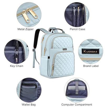 Backpack Women, Stylish Ladies Backpack Laptop Daypack for College, Travel | Large Backpack, Water Resistant - color: Light Blue, size: 15.6 Inch