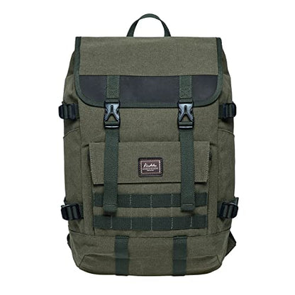 KAUKKO Laptop Backpack for Unisex, Casual Daypack Fits 15.6" Laptop (18-CANVAS ARMYGREEN) - color: 18-canvas Armygreen