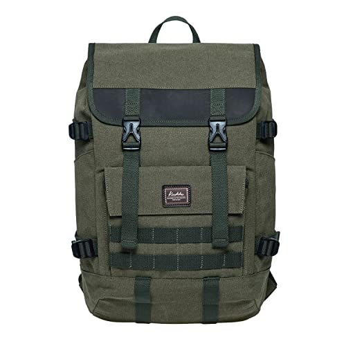 KAUKKO Laptop Backpack for Unisex, Casual Daypack Fits 15.6" Laptop (18-CANVAS ARMYGREEN) - color: 18-canvas Armygreen