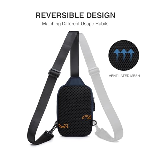 higouta Mini Sling Bag for Men Women, RFID Blocking Crossbody Backpack Casual Utility Chest Phone Bag for Travel Workout - color: Nave Blue