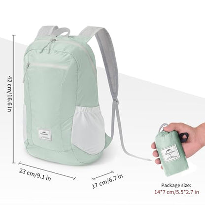 Naturehike 18L Lightweight Hiking Daypack, Waterproof Camping Packable Backpack Ultralight for Travel, Airplane, Adults - color: Mint Green