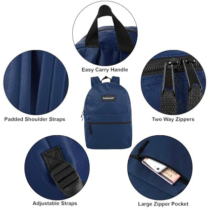 Trail maker Classic 17 inch Backpacks with Adjustable Padded Straps | School Backpacks for Girls, Boys (Navy) - color: Navy