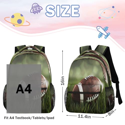 American Football Ball Backpack with Chest Strap, Casual Backpack for Women Men, 16 Inch Daypack for Travel Work, Rugby - color: Brown