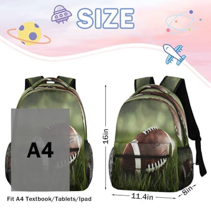 American Football Ball Backpack with Chest Strap, Casual Backpack for Women Men, 16 Inch Daypack for Travel Work, Rugby - color: Brown