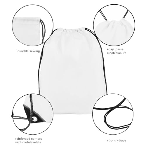 Drawstring Backpack Bulk 30 Packs Draw String Bags for Gym Sports Trip Pedestrianism Cinch Sack DIY for Women Men with Memo Card (white) - color: White
