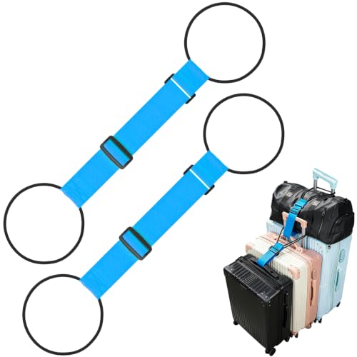 Luggage Connector Straps for Suitcases, Adjustable Travel Bungee for Carry on Bag, Backpack, Accessories, Multiple Use Strong Elastic Add A Bag Belt (Blue, 2 Pack) - color: Blue