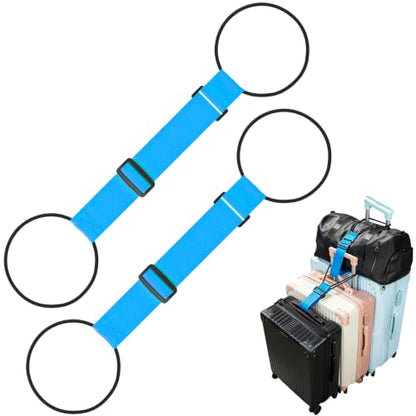 Adjustable Luggage Connector Straps for Suitcases, Add a Bag Elastic Belt - color: Blue