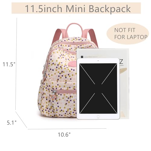 Tanweibago Mini Nylon Women Backpacks,11L Small Ladies backpacks Casual Lightweight Women Shopping Travel Daypack (A-Dot Pink) - color: A-dot Pink