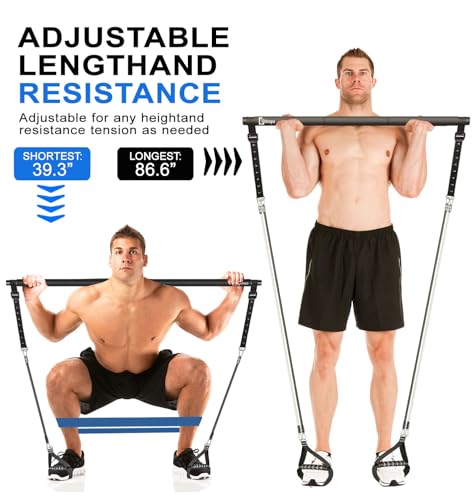 Bbtops Pilates Bar Kit with Resistance Bands,Pilates Bar with Stackable Bands Workout Equipment for Legs,Hip,Waist and Arm,Exercise Fitness Equipment for Women & Men Home Gym Yoga Pilates - color: Glossy Black