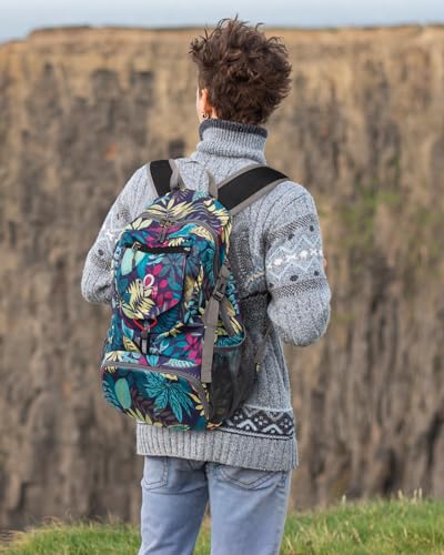 WATERFLY Small Lightweight Packable Backpack: 20l Ultra Light Foldable Travel Hiking Camping Daypack Day Pack for Man Woman - color: Blue Leaf