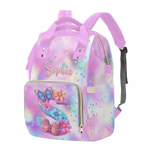 MyPupSocks Custom Butterfly Floral Diaper Bag Backpack for Mom, Daughter & Granddaughter | Adorable Personalized Mommy Daypack, Perfect Mother’s Day Nappy Bag Gift - color: Style 10