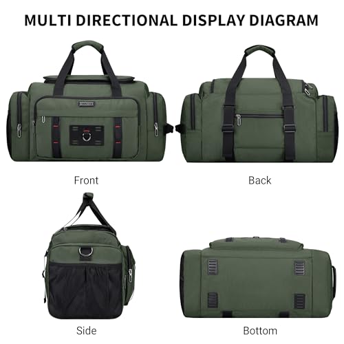 WITZMAN Duffle Bag for Men Large Overnight Carry On Weekender Bag with Shoe Compartment Sports Gym Duffle Bags for Traveling(B719 Army Green) - color: Army Green