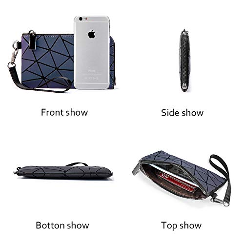 LOVEVOOK Geometric Luminous Purses and Handbags for Women Holographic Reflective Crossbody Bag Wallet - color: Handbag + Wallet