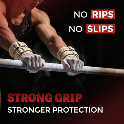 Reisport Men's High Bar Gymnastics Grips - Durable Leather Hand Grips for Gymnastics Bars Men & Boys - Gymnastics Equipment & Accessories for Advanced Gymnasts - size: Small, style: Double Buckle