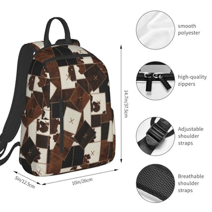 Stylish Daily Shoulder Backpack Cow Print Cow Fur Texture Abstract Leather Texture Cowhide Patchwork, Practical Multi-scene Daypack for Road Trip Picnic Walking Men Women - color: Picture (1181)