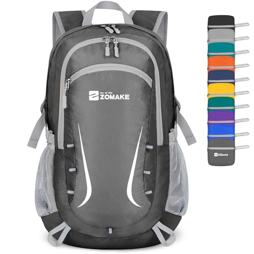 ZOMAKE Lightweight Packable Backpack 35L, Foldable Backpacks Water Resistant Collapsible Light Daypack for Hiking(Medium Grey) - color: Medium Grey B
