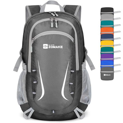 ZOMAKE Lightweight Packable Backpack 35L, Foldable Backpacks Water Resistant Collapsible Light Daypack for Hiking(Medium Grey) - color: Medium Grey B