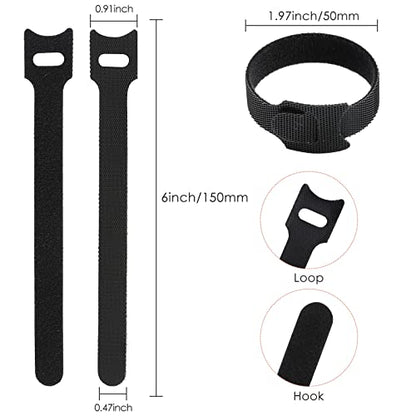 MVYC 120PCS 6 Inch Reusable Cable Ties Wire Ties Cord Organizer Cable Organizer Adjustable Management Black - size: 6 Inch (Black)