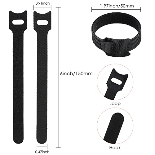 MVYC 120PCS 6 Inch Reusable Cable Ties Wire Ties Cord Organizer Cable Organizer Adjustable Management Black (Pack of 2) - size: 6 Inch (Black) (Pack of 2)