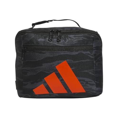 adidas Kids Affiliate Lunch Bag – Insulated Lunchbox for Girls and Boys, 6L - color: Essential Camo Black/Black/Orange