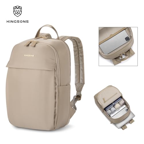 Kingsons Slim Travel Backpack With Luggage Strap,Black Business Backpack, Waterproof Nylon Commuter Bag for Work & Travel,Hiking, Red，Khaki (KS25002-Khaki-US-1) - color: Ks25002-khaki-us-1