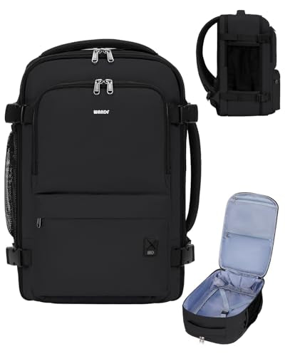 WANDF Personal Item Travel Bag, Small Travel Backpack 17x10x9 for United Airlines, 15.6" Laptop Backpack for Men Women (Black) - color: A-black, size: 17 inch