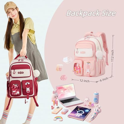 VIDOSCLA Vivid Girls' School Backpack Kids Elementary Schoolbag Primary Backpack with Multi-Pocket Design - color: A03# Light Blue
