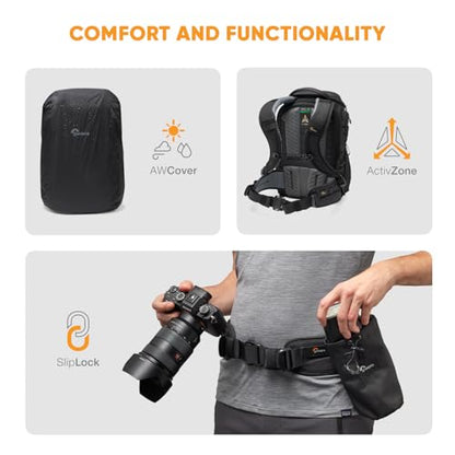 Lowepro ProTactic BP 350 AW III Camera Backpack, 4-point Access, Professional Camera Bag, DSLR/Drones/Mirrorless, Up to 14" Laptop, Rain Cover, for Photographer,Videographer, Volume 17L - style: Bp 350 Aw III - New