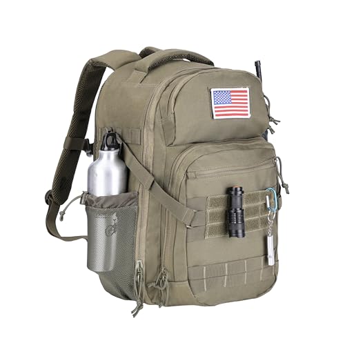 Zsearaymy 25L Small Tactical Hiking Backpack with 180° Open Design Molle System Padded Laptop Lightweight (OD.Green) - color: Od.green