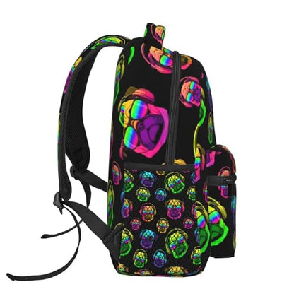 Outdoor Sports Travel Backpack Funny Dj Pug Black, Lightweight Daypack for Men Women Gym and Beach - color: Pattern (743)