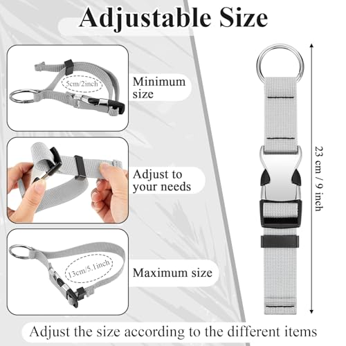 Amylove 3 Pcs Add a Bag Luggage Straps Gripper Heavy Duty Jacket Valises Strap for Travel Belt with Buckle Adjustable Baggage - color: Grey
