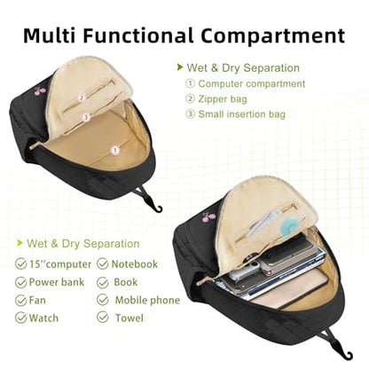 YEEGO DIRECT Tennis Bags for Women, Tennis Backpack Pickleball Racket Bags,Water-Resistant Sling Tote Padel Bag for Pickleball Tennis Badminton, Cute Gifts for Women Girl, Duffle Bag Gym Travel - color: Black