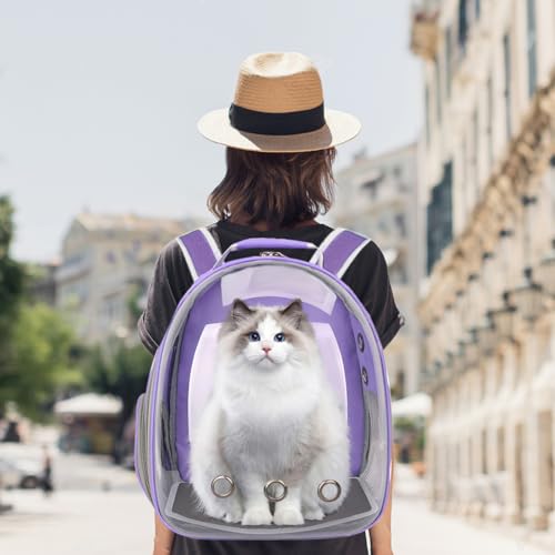 Pet Backpack Carrier,Bubble Backpack Cat Carrier,Pets and Small Dogs,Space Capsule Pet Carrier for Traveling, Walking, Hiking and Outdoor Activities (Purple) - color: Purple