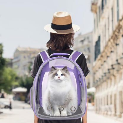 Pet Backpack Carrier,Bubble Backpack Cat Carrier,Pets and Small Dogs,Space Capsule Pet Carrier for Traveling, Walking, Hiking and Outdoor Activities (Purple) - color: Purple