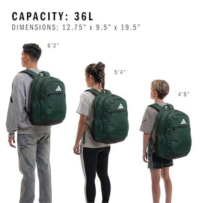 adidas Striker 3 Team Sports Backpack – Daypack for Sports Gym Travel, 36L, Dark Green, OSFA - color: Dark Green